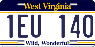 WV license plate 1EU140
