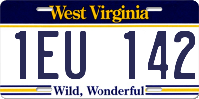 WV license plate 1EU142