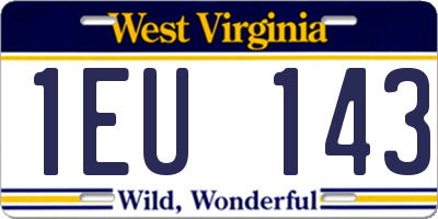 WV license plate 1EU143