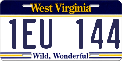 WV license plate 1EU144