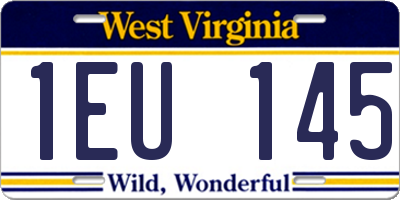 WV license plate 1EU145