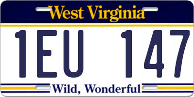 WV license plate 1EU147