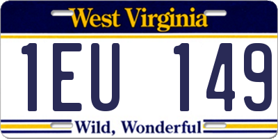 WV license plate 1EU149