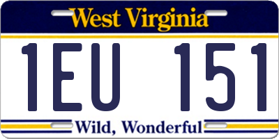 WV license plate 1EU151