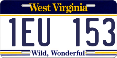 WV license plate 1EU153