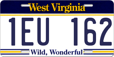 WV license plate 1EU162