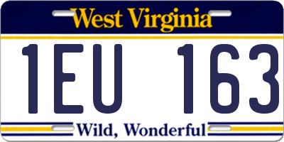 WV license plate 1EU163