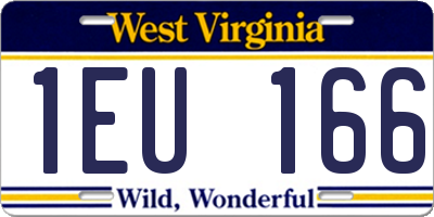WV license plate 1EU166