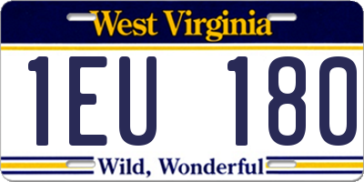 WV license plate 1EU180