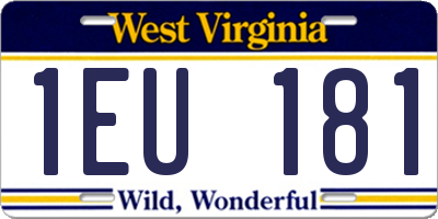 WV license plate 1EU181