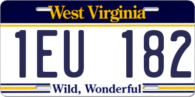 WV license plate 1EU182