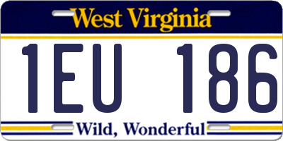 WV license plate 1EU186