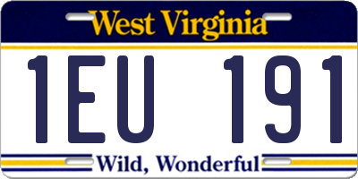 WV license plate 1EU191