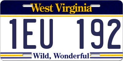WV license plate 1EU192