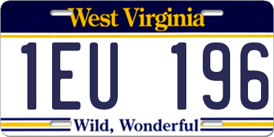 WV license plate 1EU196