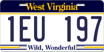 WV license plate 1EU197