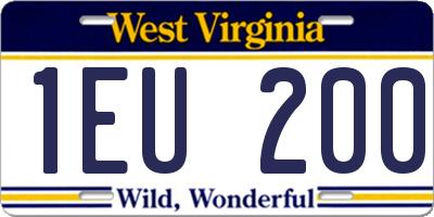 WV license plate 1EU200