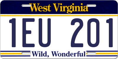 WV license plate 1EU201