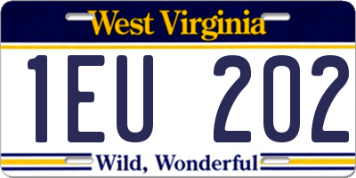 WV license plate 1EU202