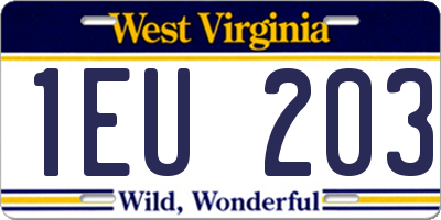 WV license plate 1EU203