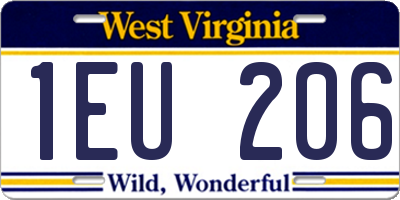 WV license plate 1EU206