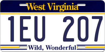 WV license plate 1EU207