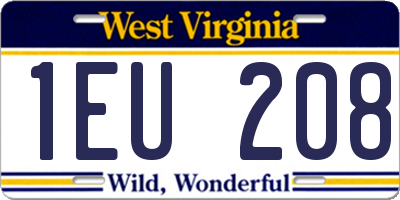 WV license plate 1EU208