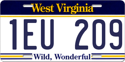 WV license plate 1EU209