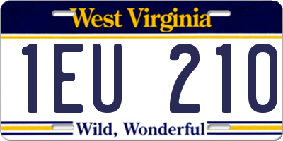WV license plate 1EU210