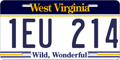 WV license plate 1EU214