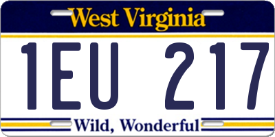 WV license plate 1EU217