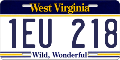 WV license plate 1EU218