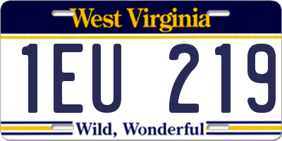 WV license plate 1EU219