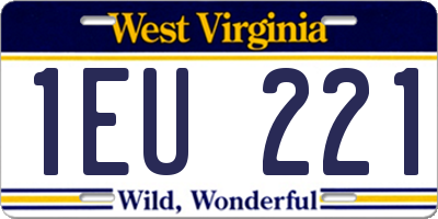 WV license plate 1EU221