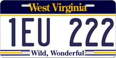 WV license plate 1EU222