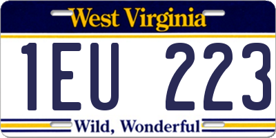 WV license plate 1EU223