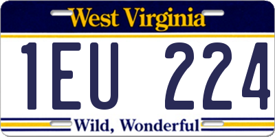 WV license plate 1EU224