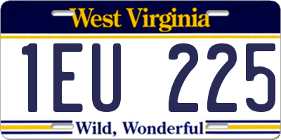 WV license plate 1EU225