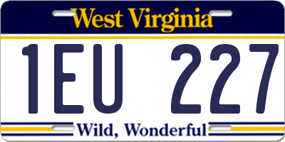 WV license plate 1EU227