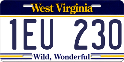 WV license plate 1EU230