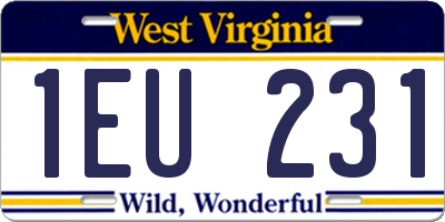 WV license plate 1EU231
