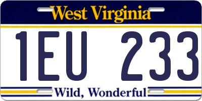 WV license plate 1EU233