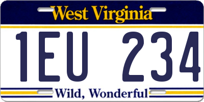 WV license plate 1EU234