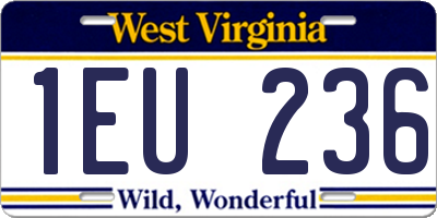 WV license plate 1EU236