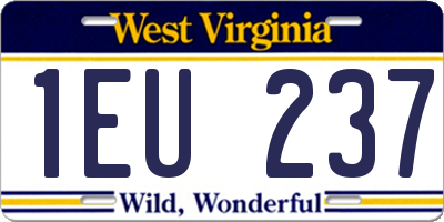 WV license plate 1EU237