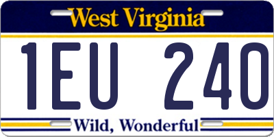 WV license plate 1EU240