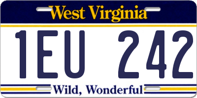 WV license plate 1EU242