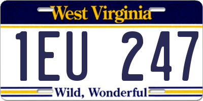 WV license plate 1EU247