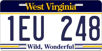 WV license plate 1EU248