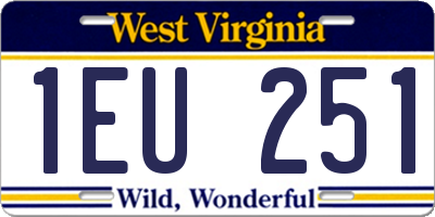 WV license plate 1EU251
